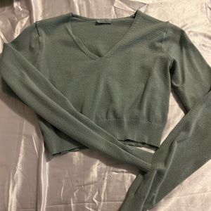 brandy melville john galt green knit v neck top